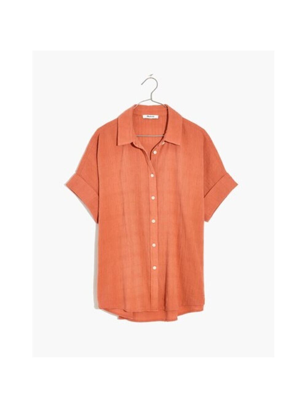 Madewell EUC Womens Courier Pintuck-Back Shirt Textured Window Sweet Dahlia 1X